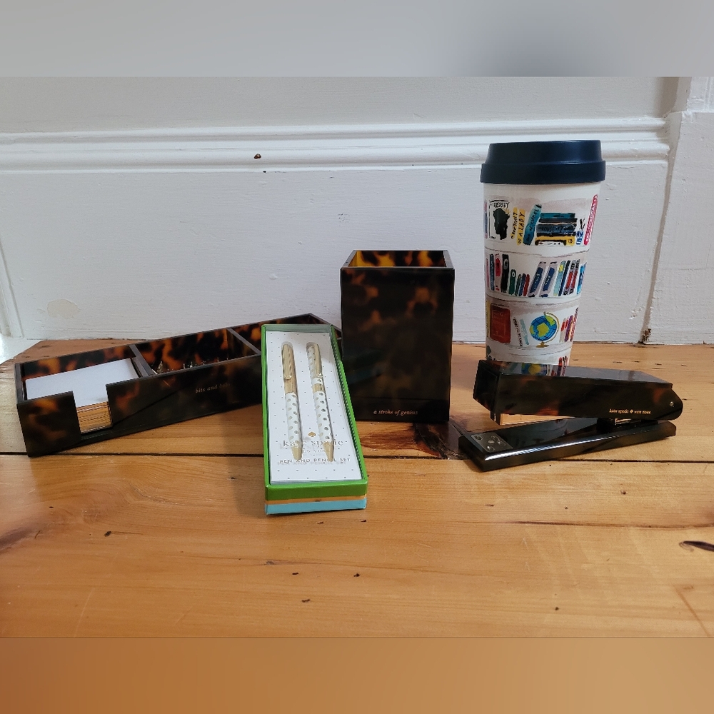 Kate Spade Tortoise Shell Office Set with Travel Mug